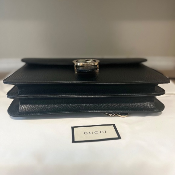 GUCCI INTERLOCKING G LEATHER SHOULDER BAG - Picture 3 of 6